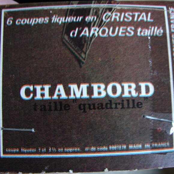 Vtg MIB Cordial Glass Set of 6, Durand Cristal D'Arques, Chambord, Liqueur Coupe - Picture 10 of 11